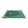 thumbnail image 2 of Ahgly Company Machine Washable Indoor Square Persian Turquoise Blue Traditional Area Rugs, 5' Square, 2 of 4
