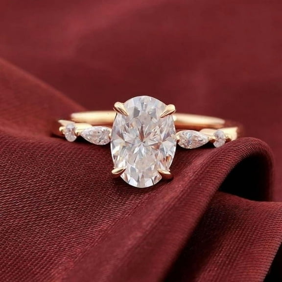 solitaire jewels 2.5CT Oval Moissanite Solitaire Engagement Ring For Women, 14K Yellow Gold