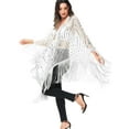 thumbnail image 4 of Womens Oversize Hand Beaded Fringed Sequin Evening Shawl Wrap, 4 of 5