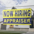thumbnail image 2 of Now Hiring Appraiser 13 oz Heavy Duty Vinyl Banner Appraiser Jobs Available Appraiser Help Wanted Sign for Business Indoor/Outdoor Single-Sided with Metal Grommets (4x6 ft, Ye & Bl), 2 of 6