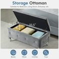 thumbnail image 4 of Aukfa Storage Ottoman Bench with Crystal Buttons for Bedroom,Gray, 4 of 8