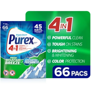 Purex 4-in-1 Laundry Detergent Pacs, Fresh Mountain Breeze, 66 Pacs