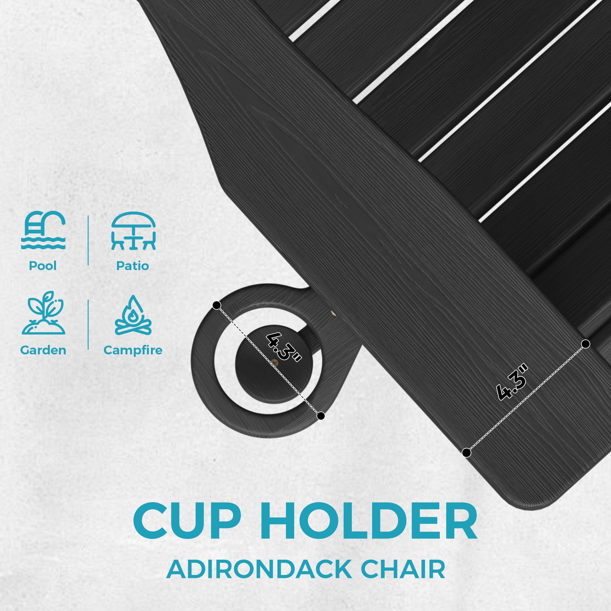 Ciokea Wood Adirondack Chair Folding Outdoor Patio Chairs Fire Pit with Cup Holder Pool Porch Garden Black