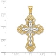 thumbnail image 3 of FB Jewels 14K Yellow Gold & Rhodium Polished & Textured Diamond Pattern Cross Pendant, 3 of 4