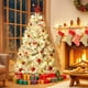thumbnail image 1 of Árbol de Navidad preiluminado con 250 luces, ramas PVC blancas con nieve, base metálica plegable, fácil montaje, 1 of 6