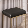 thumbnail image 6 of BELLEZE 30" Bar Height Bar Stools Set of 2, PU Leather Backless Barstools, Modern Upholstered Kitchen Stools with Metal Base Kitchen Island Chairs for Bar Pub Bistro, Grey & Gold, 6 of 7