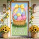 thumbnail image 1 of Decoraciones de Pascua, adornos de Pascua, regalos de Pascua, 35.4 x 70.8 pulgadas, cortina de puerta de Pascua, decoración navideña para puerta y pared de Pascua, decoración para festivales y fiestas, 1 of 7