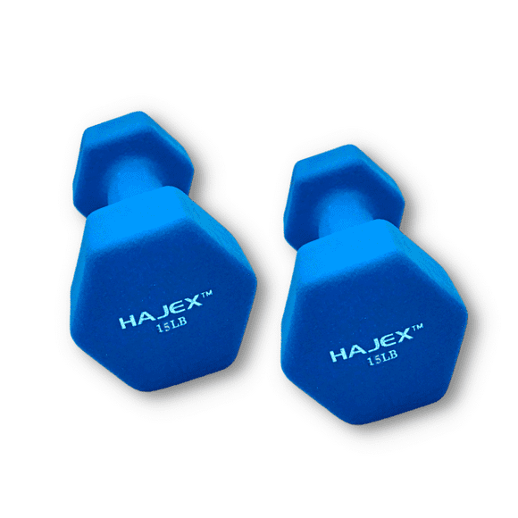 HAJEX Neoprene Coated Dumbbells - 2, 3, 4, 5, 8, 10, 12 and 15 LB Pairs