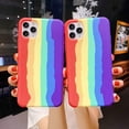 thumbnail image 2 of Funda protectora para teléfono móvil con diseño de arcoíris brillante para iPhone, de silicona líquida, fresca y bonita, para niñas, mujeres y hombres (arcoíris) Fokelyi WMZY-460-1, 2 of 7