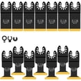 thumbnail image 3 of 14pcs Oscillating Saw Blades Bi-metal Titanium Coated Multitool Blades Wear-Resistant Oscillating Blades Fast Cutting Saw Blades with Gasket Adapters for Wood Plastic Metal Cutting, 3 of 11