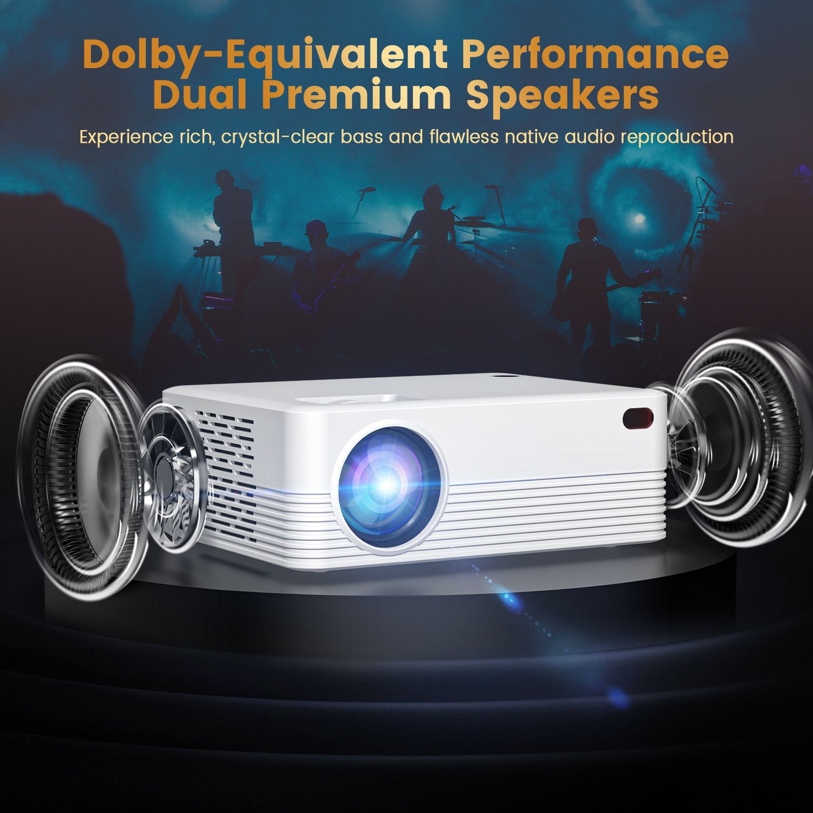 BDQ Projector with WiFi and Bluetooth,Support 8K 1080P,250ANSI,Portable Projector with Rack,40"-200" Screen Video,Compatible with Smartphone,TV Stick,Laptop,HDMI,USB（White）