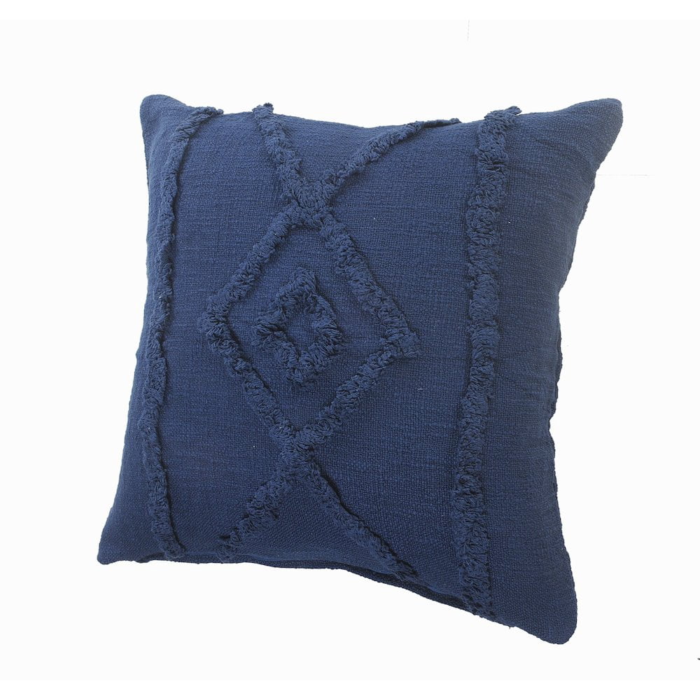 LR Home Ox Bay Hand-Woven Blue  Diamond All-Natural Cotton  Pillow Cover