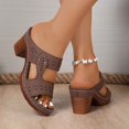 thumbnail image 6 of HNMKIU Sandals for Women Fashion Open Toe Platform Slides Breathable Hollow Out Design Casual Comfort Slippers with Heel Beach Shoes Coffee,8.5, 6 of 9