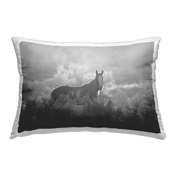 Stupell Industries Grey Horse in Nature Decorative Printed Throw Pillow, 14 x 20