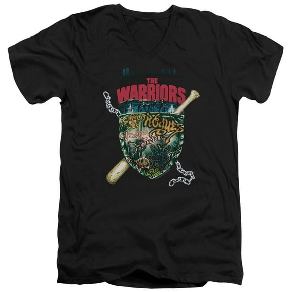 Warriors Shield Adult V-Neck T-Shirt Black