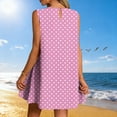 thumbnail image 4 of Vestido Corto para Mujeres Verano Moda Casual Impreso Lado Plisado Cuello Redondo Vestido sin Mangas para el Uso Diario, 4 of 7