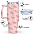 thumbnail image 3 of 40oz Cute Watermelon Pattern Stainless Steel Flip Straw Tumbler Spill Proof Travel Cup Double Wall Vacuum Insulated Coffee Mug with Top Handle, 3 of 6