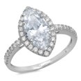 thumbnail image 7 of Halo Engagement Ring for Women - 2.38ct Simulated Blue Diamond in 14K White Gold Promise Ring, 7 of 7