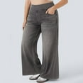 thumbnail image 5 of Women's High Rise Wide Leg Jeggings Stretch Pull On Jeans Pants Soft Denim With Pockets, 5 of 5