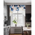 thumbnail image 3 of Navy Blue Spring Floral Swag Valances for Windows, Small Curtains Drapes, Farmhouse Butterfly Kitchen Window Curtains Over Sink Rod Pocket Window Treatment Valance for Bedroom/Bathroom 56"x36", 3 of 5