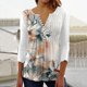 thumbnail image 4 of Gibobby Blusa Sexy Cuello en V Camiseta manga corta con cuello en V y estampado floral informal para mujer(Blanco,XL), 4 of 5