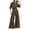 01 Coffee, variant on 2 Piece Outfits for Women Summer Half Sleeve Top with Wide Leg Pants Flowy Lounge Travel Matching Sets