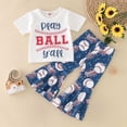 thumbnail image 2 of ZHUASHUM Baby Outfits For Boys Girls Toddler Short Sleeve Baseball Printed T Shirt Pullover Tops Bell Bottoms Pants Outfits White,18-24 Months, 2 of 7