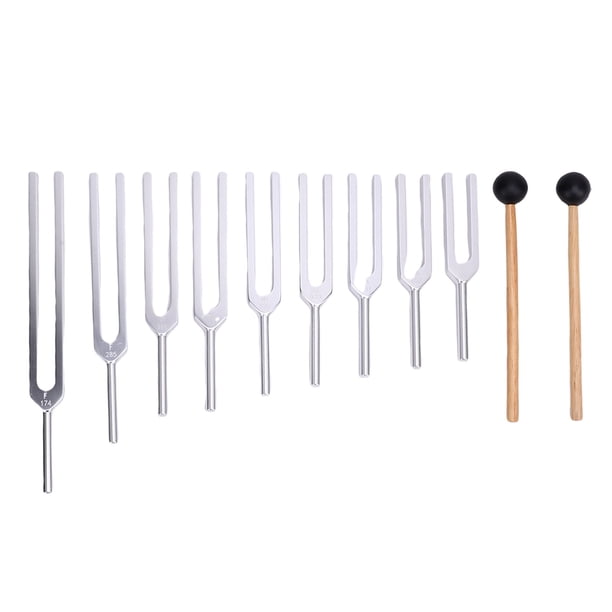 Diapasones Sensoriales, 174 HZ 285 396 417 528 639 741 852 963 HZ Frecuencias 9 Piezas Diapasones Para Aliviar El Estrés Con Mazos Para Calmar