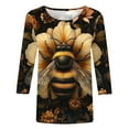 thumbnail image 4 of CYMMPU T-Shirts 3/4 Sleeve Loose Fit Fall Fashion Shirts Spring Tops Blouses for Women Dressy Casual Bee Graphic Round Neck Lightweight Basic T-Shirts Multicolor M, 4 of 5
