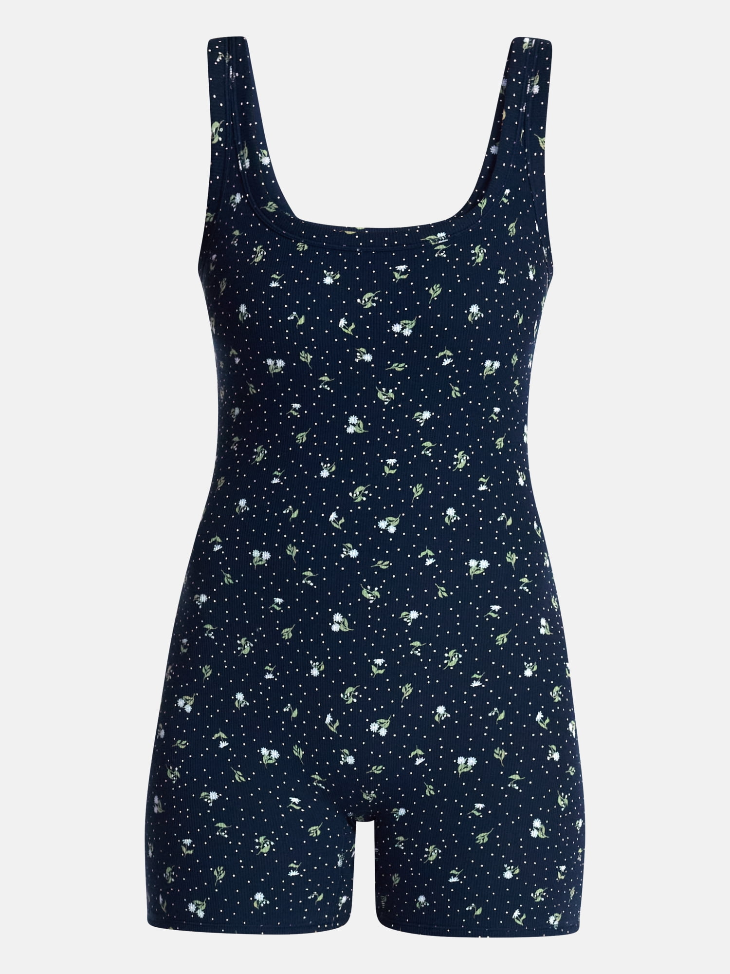 No Boundaries Women's Cotton Stretch Ribbed Romper, Sizes XS-XXXL