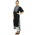 thumbnail image 4 of Bimba Women's Rayon Black Kurti Asymmetrical Hem Designer Kurta With Scarf - 8, 4 of 8