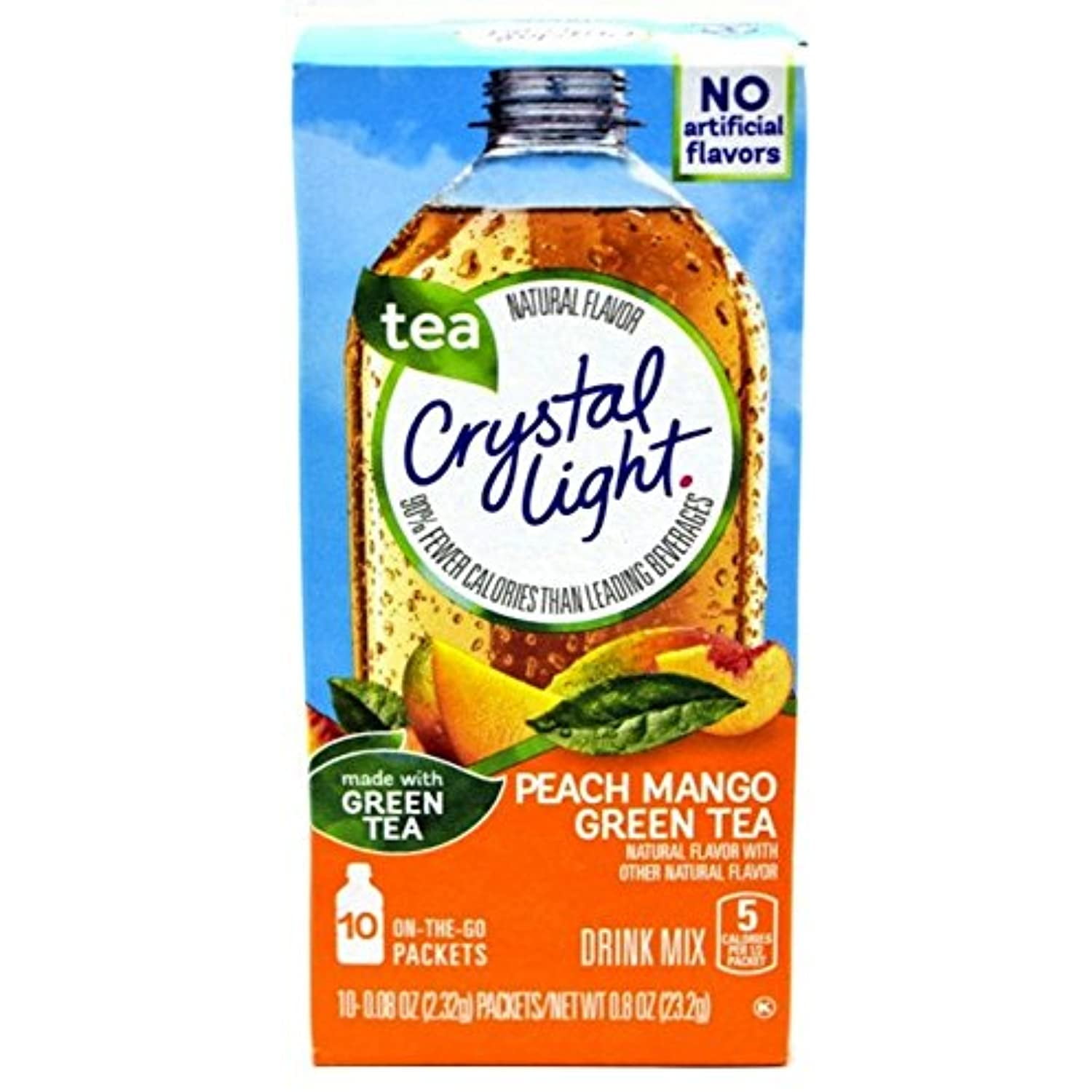 Crystal Light On The Go Peach Mango Green Tea (Pack Of 4) Gluten Free - New 2016 Packaging