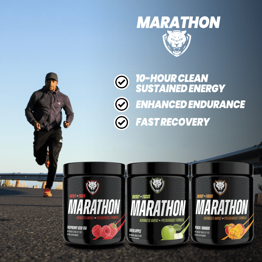 6AM Run Marathon | Running Supplements for Endurance & Stamina | Amino Energy with BCAAs for a Clean Pre Running Fuel | No Jitters | Marathon Essentials | Peach Mango | 40 Servings