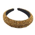 thumbnail image 1 of Qarigey Diademas con cuentas de cristal con purpurina, tocado de punto Flexible para el cabello, tocado para mujer, fiesta, colorido brillante Accesorio para el cabello amarillo oro Qarigey AP010971-25B, 1 of 5
