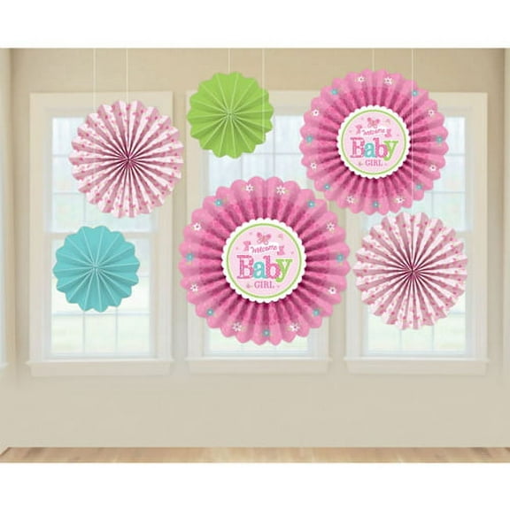Various Baby Shower Paper Fan Decorations, Multicolor, 6 Count