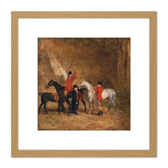 Benjamin Marshall Foxhunting Scene 8X8 Inch Square Wooden Framed Wall Art Print Picture with Mount