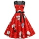 thumbnail image 2 of Moda mujer encaje una línea Flare vestido Vintage Prom Swing sin mangas estampado Navidad vestido de fiesta de Navidad Fridja hjkh469, 2 of 9