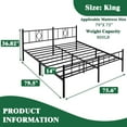 thumbnail image 5 of Eavesince 14in King Size Bed Frame with Headboard and Footboard,No Box Spring Needed,Black, 5 of 6