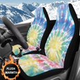 thumbnail image 2 of Binienty Tie Dye Car Seat Covers for Cars Front Seats Soft Fluffy 2 PC Plush Winter Warm Automotive Seat Covers Cold Weather Auto Accessories Universal Fit, 2 of 8