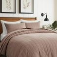 thumbnail image 6 of EVERGRACE 100% Cotton Box Stitch Quilt Bedding Set King Size 3 Pieces, Garment-Washed Lightweight Soft Cozy Coverlet, Oversized Quilted Bedspread Sets with 2 Shams for All Season, Clay, 6 of 8