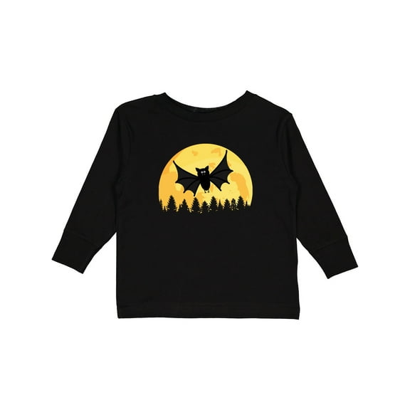 Inktastic Halloween Bat with Moon Boys or Girls Long Sleeve Toddler T-Shirt
