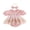 Pink, variant on Cenuakty 2Pcs 0-18M Infant Baby Girl Outfit Short Sleeve Frill Neck Floral Embroidery Layered Tulle Romper Dress and Bow Headband Set