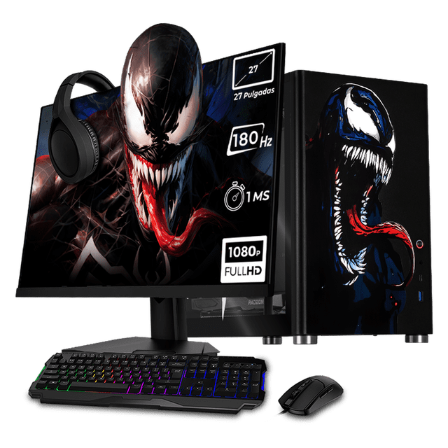 PC Gamer Completa Xtreme PC Gaming AMD Radeon RX 9060 Ryzen 7 5700 32GB SSD 1TB Monitor 27 180Hz WIFI Venom Comic gaming 1080p, estudios y multitarea