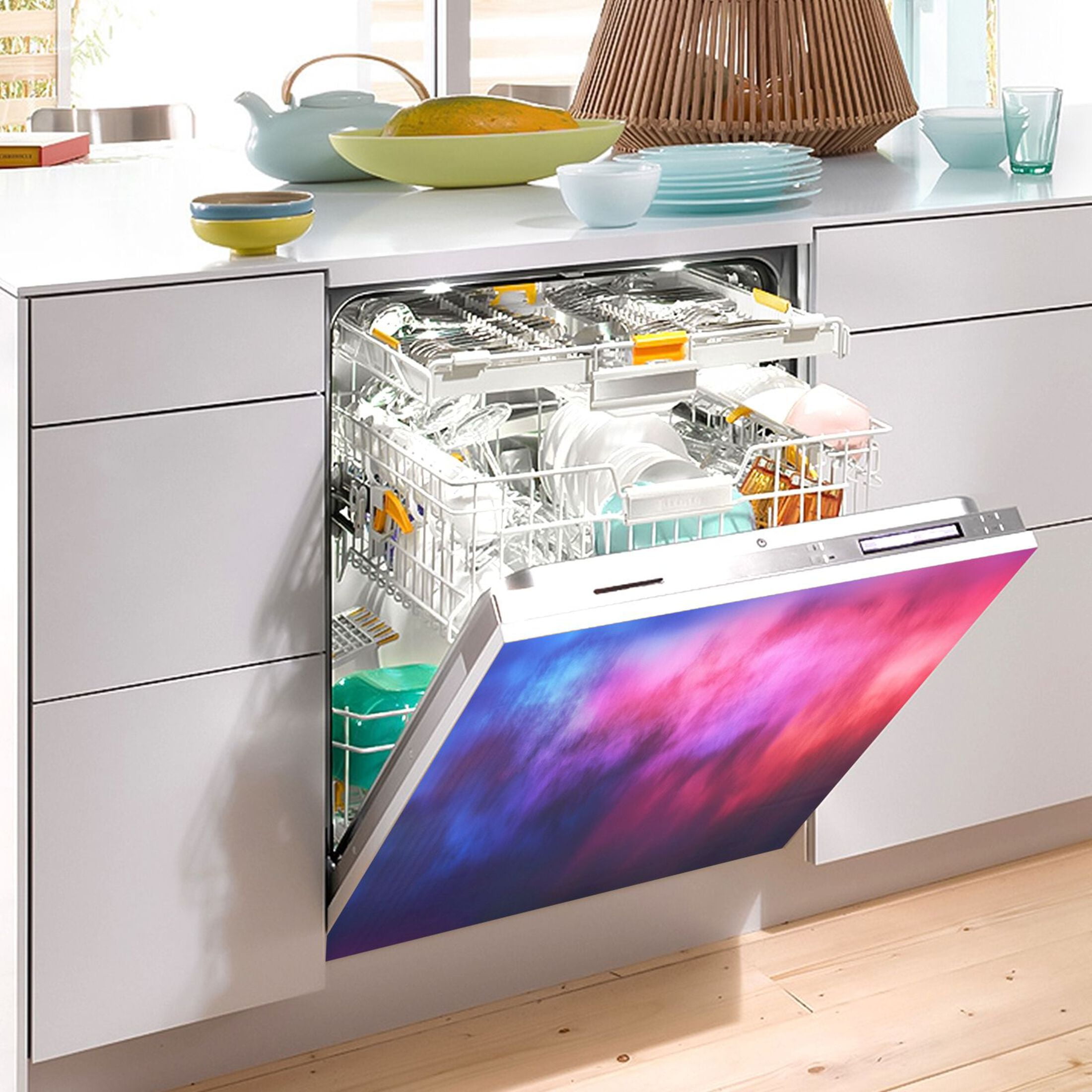 Dishwasher Magnetic Sticker 23x26 Inch Refrigerator Magnetic Sticker Washing Machine Magnetic Sticker Kitchen Panel Magnetic Sticker Home Decor Pretty Red Blue