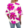 thumbnail image 6 of Karymi Summer Tops for Women Fashion Short Sleeve Flower Print Tops V Neck Loose Pullover Double Sleeve T Shirts Regular Fit Tops for Women, 6 of 7