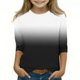 thumbnail image 1 of Dealovy Chemises à Manches 3/4 pour Filles Col Rond Dégradé Décontracté Ample Confortable Tuniques Vêtements Bébé, 1 of 5