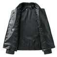 thumbnail image 5 of Wuxian Men'S Leather Jackets Stand Collar Motorcycle Full Zipper Up Long Sleeved Solid Colour Work Coats With Pockets Casual Winter Warm Streetwear,Black,L, 5 of 9