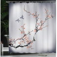 thumbnail image 3 of Ambesonne Nature Shower Curtain, Birds Cherry Branches Style, 69"Wx70"L, Grey Pink, 3 of 4