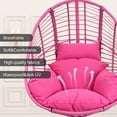 thumbnail image 2 of Oversized Hanging Egg Chair Outdoor Indoor, Wicker Swing Egg Chair with Stand Rain Cover UV Resistant Cushion 400lbs Capacity for Bedroom, Patio, Garden and Balcony (Pink-Regular), 2 of 12