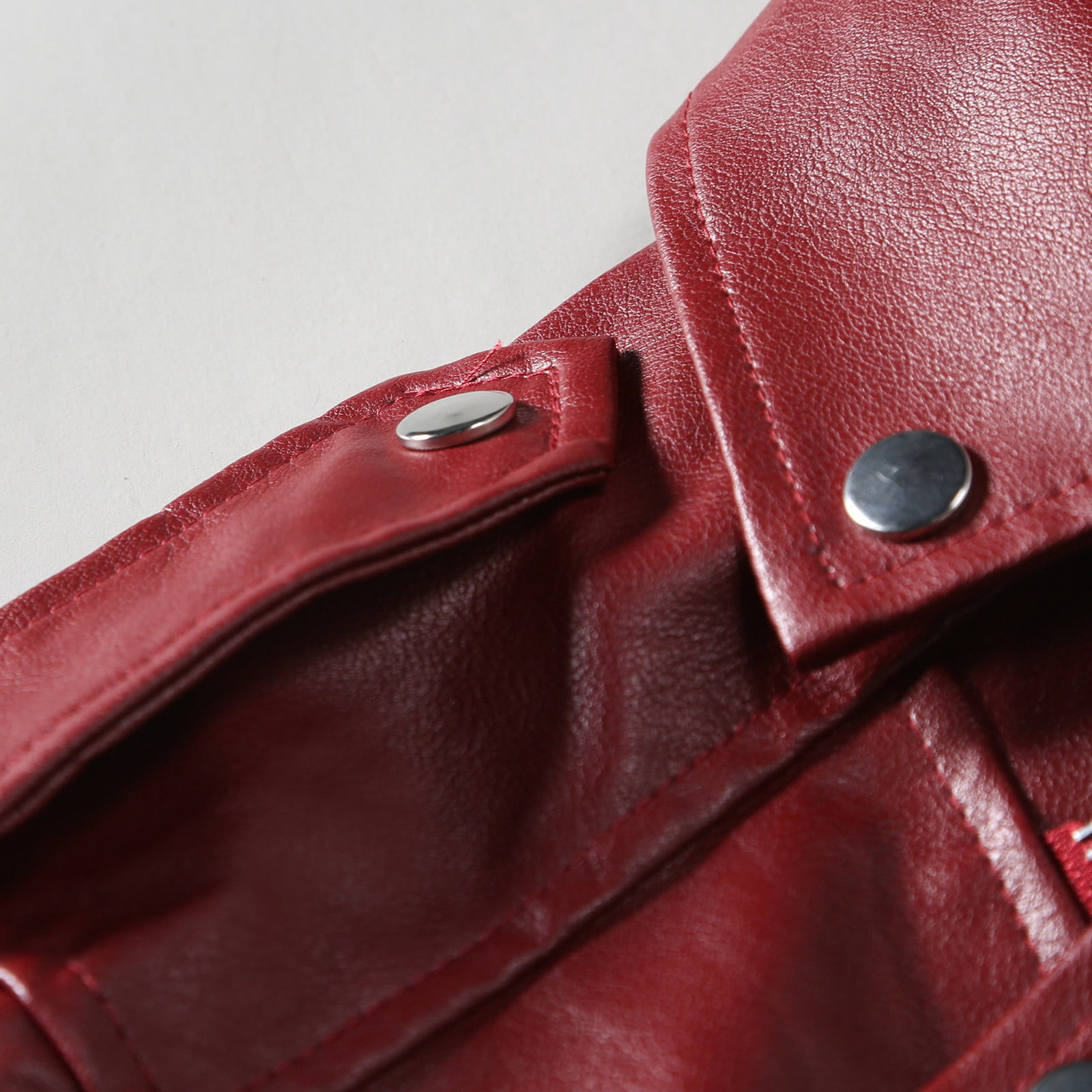 Maoxin Men's Leather Jacket Men's Collar Leather Jacket Casual Loose Men's Top Solid Color Long Sleeved Hooded Leather Jacket/Jackets for men Wine M